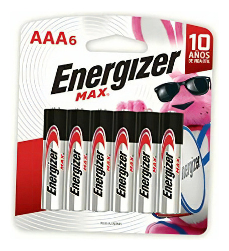 Energizer, Pilas Max Alcalinas Aaa, 6 Pilas, Blanco/rojo