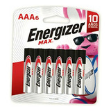 Energizer, Pilas Max Alcalinas Aaa, 6 Pilas, Blanco/rojo