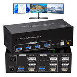 4k@120hz Hdmi Y 2 Displayport Kvm Switch 3 Monitores 2 ...