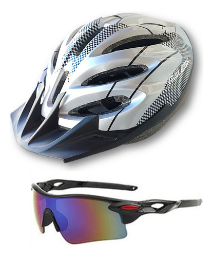 Kit Casco Bicicleta + Anteojos Gafas. Ciclismo