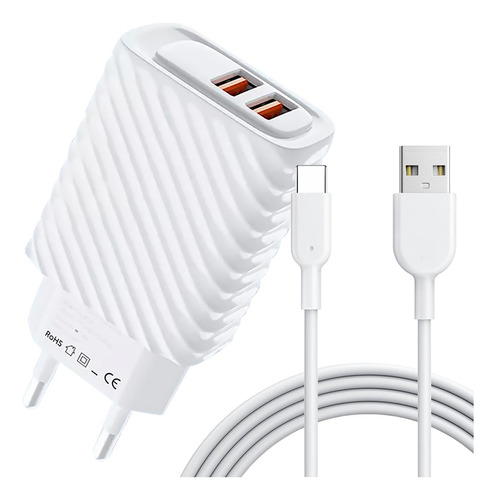 Carregador Celular Fonte 2 Usb's Turbo 3.1a + Cabo Tipo C