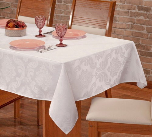 Toalha De Mesa Retangular Grande Jacquard Luxuosa 12 Lugares