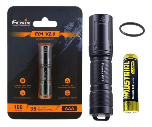 Linterna De Mano Fenix  E01 V2.0 100 Lumens Led 35 Mts