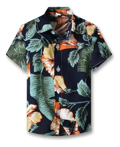 L Camisa Manga Corta Flore Hawaiana Para Padre Hombres