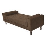 Divã Recamier Sofá Félix 140cm Suede Rosê - Am Decor Cor Marrom