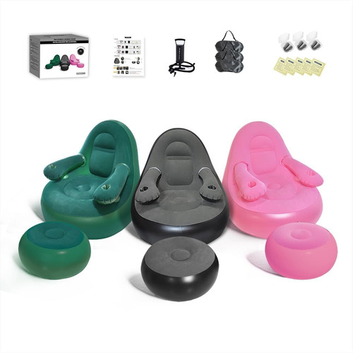 Conjunto De 3 Sillón Inflable Reposapiés, Bomba De Ma...