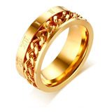 Anillo Acero Inoxidable Color Oro Números Romanos Hombre