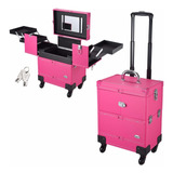Aw Pink Rolling Makeup Train Case Artist Beauty Trolley...