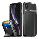 Funda De Cuero Negro Para iPhone XR