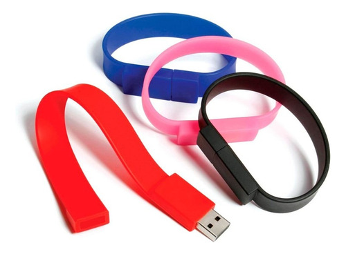 Pulsera Silicón Memoria Usb 16gb Lote 5 Pzs Estuche Gratis