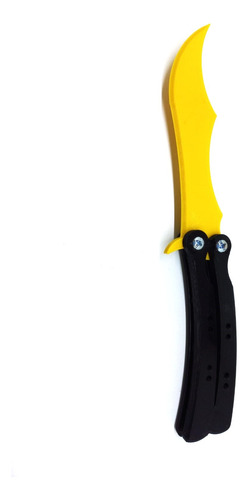 Cuchillo Mariposa Fijo Csgo Tamaño Real Sin Filo 3d Amarillo