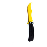 Cuchillo Mariposa Fijo Csgo Tamaño Real Sin Filo 3d Amarillo