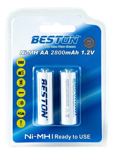 Pilas Beston Ni Mh Aa 2800mah Recargables X2 Precargadas