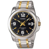 Reloj Casio Hombre Mtp-1314sg-1av Color De La Correa Plateado/dorado Color Del Bisel Plateado Color Del Fondo Negro