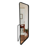 Espelho De Chão Retangular Em Metal 170x70 Com Apoio De Chão