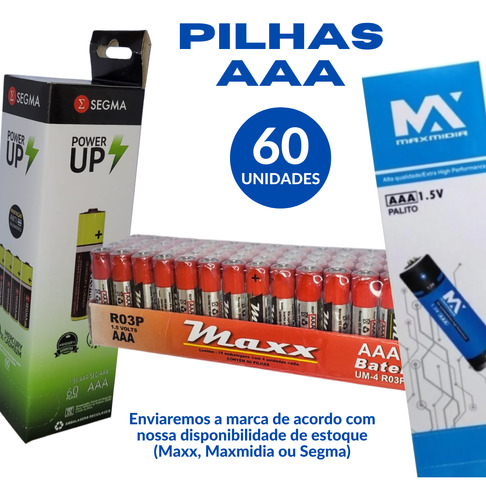 Caixa De Pilha Palito Aaa Para Revenda Kit Com 60 Uni.