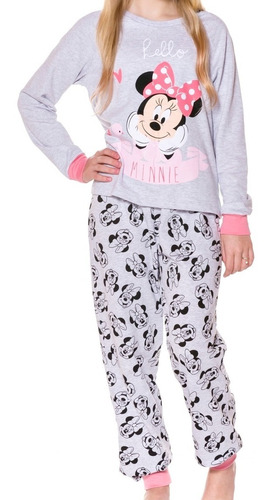 Pijama Feminino M.longa Moletinho Nº 12 Ao 16 Minnie Oficial