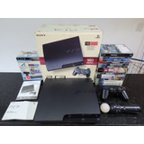 Playstation 3 Slim Com Kit Move Destravado Mais Jogos