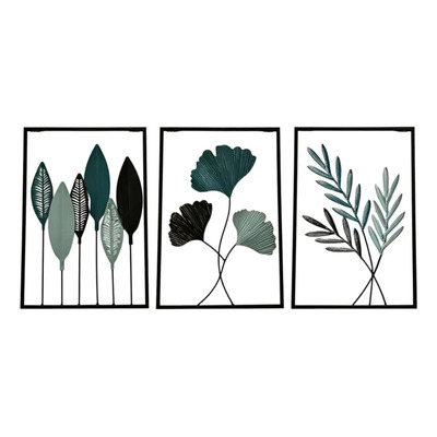 Tuomo 3pcs Decoración De Pared De Hoja Negro, Arte De Pared Moderno Para Decoración Del Hogar, Juego De 3 Decoraciones De Metal Para Colgar En La Pared Para Sala De Estar, Oficina, Dormitorio, Hotel | Envío gratis