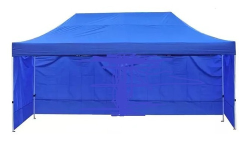 Toldo  Impermeable  Lona Con Paredes Laterales 3x6 Azul Uv