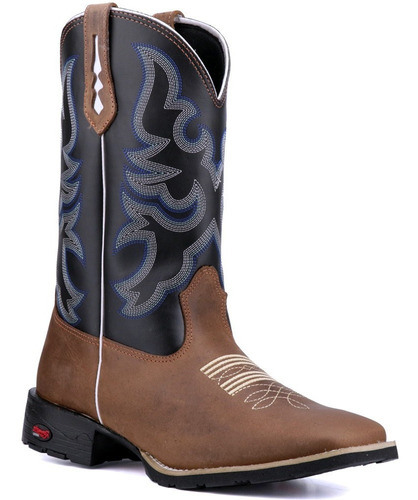 Bota Texana Botina Bico Quadrado Country Couro Rodeio 