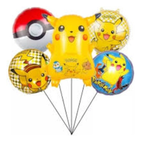 Set 30 Globos Picachu De Pokemon Adorno Fiesta Kit Cumpleaño