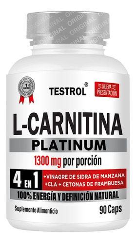 L-carnitina Platinum 1300mg | 4 En 1 | Testrol 90 Caps. Sin Sabor.