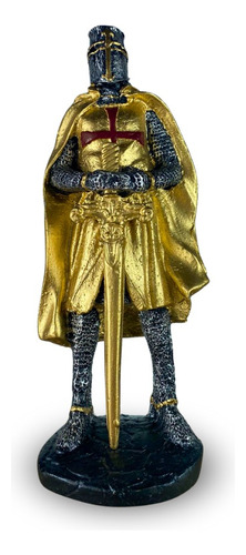 Guerreiro Medieval Cavaleiro Templário Dourado Resina 8088