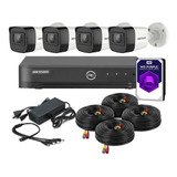 Hikvision Kit Dvr 4 Canales 4 Camaras Hd Cable Disco Purple