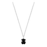 Tous Oso Negro Onyx Collar Con Colgante De Plata De Ley