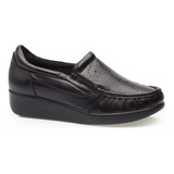 Sapato Anabela Doctor Shoes Esporão Em Couro Preto Doctor Sh