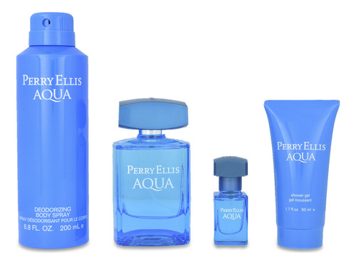 Set Perfume Aqua Perry Ellis 4pz Edt 100ml Nuevo Caballero