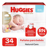 Pañales Huggies Natural Care  - 34 Un Talla Rn