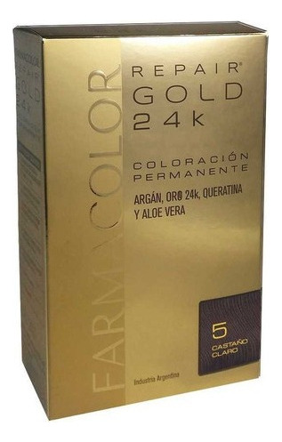  Farmacolor Repair Gold 24k Coloración Permanente Kit 47g Tono 5 Castaño Claro