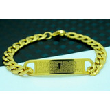 Bracelete Pulseira 10mm Gravado Pai Nosso Banhada A Ouro 18k