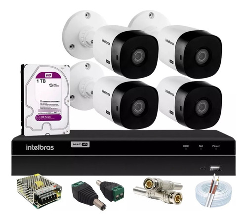 Kit 4 Cameras Intelbras 1120b Dvr 4ch Mhdx 1204 C/hd Purple 