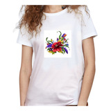 Camiseta Dama Estampada flores De Colores