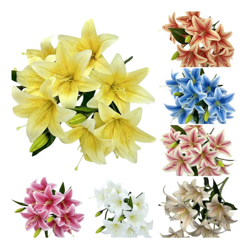 Ramo Artificial De Flores Lilys De Textura Natural. | Envío gratis