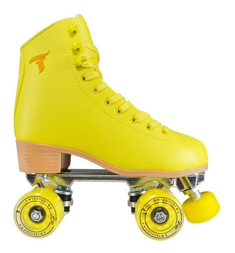 Patins Quad Traxart Foxxy Amarelo 58mm  Abec-5 + Brinde