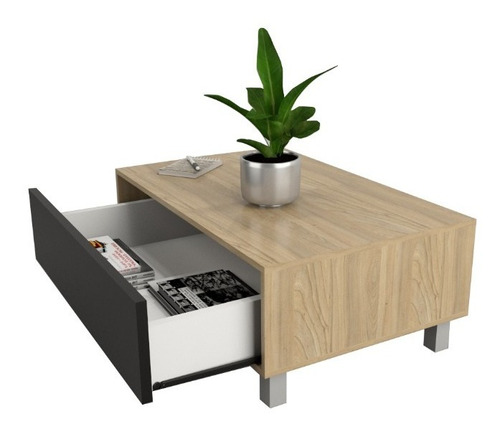 Mesa Ratona De Centro Moderna Melamina Nordico 1 Cajon