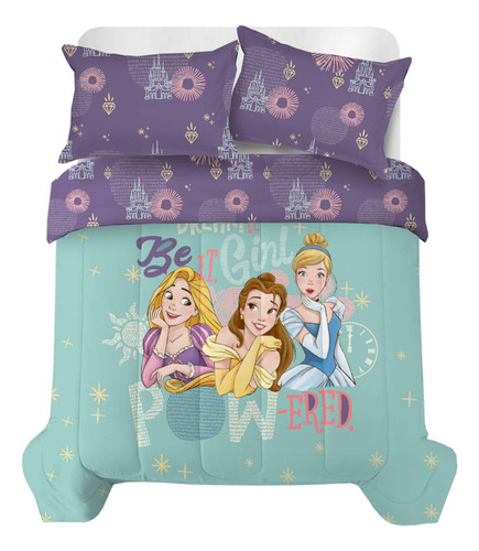 Comforter Sencillo/semidoble Microfibra Princesas Disney
