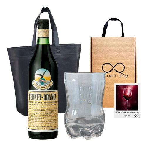 Estuche Fernet Branca 750 + Vaso Ferchetto Regalo Box Kit