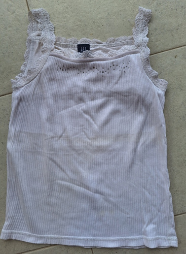 Musculosa Elegante Blanca Gap 10 Años Lentejuelas Y Encaje