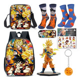 8 Unids/set Mochila Goku De Dragon Ball+bandolera +estuche