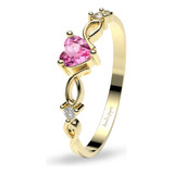 Anillo De Compromiso Dyna Zafiro Rosa Oro 14k Amelie Joyas