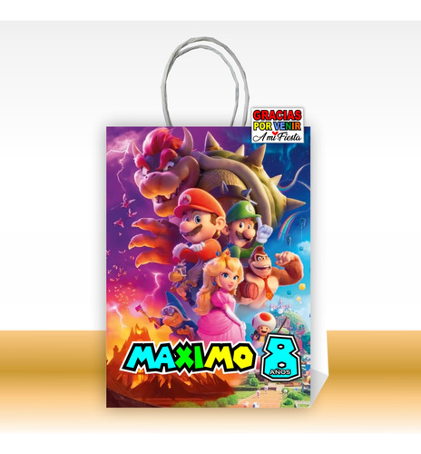 Bolsas Dulces Personalizadas Mario Bross 10 Uns. #d8 + Eti.