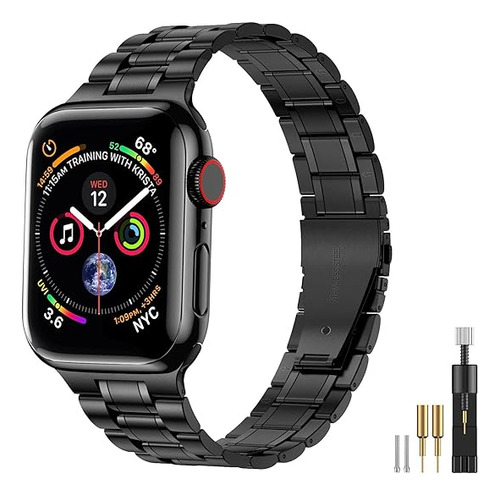 Malla Para Apple Watch 42/44/45mm 9/8/7 Metalica Negra