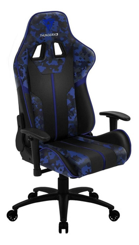 Cadeira Gamer E De Escritório Ergonômica Thunderx3 Bc3 Camo Azul Admiral Camuflada Até 120kg