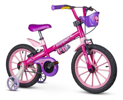 Bicicleta Com Rodinha Infantil Aro 16 Rosa/roxo Menina