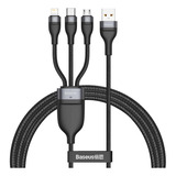 Cable De Carga Micro Usb + Lightning + Usbc 60w Rapid Series